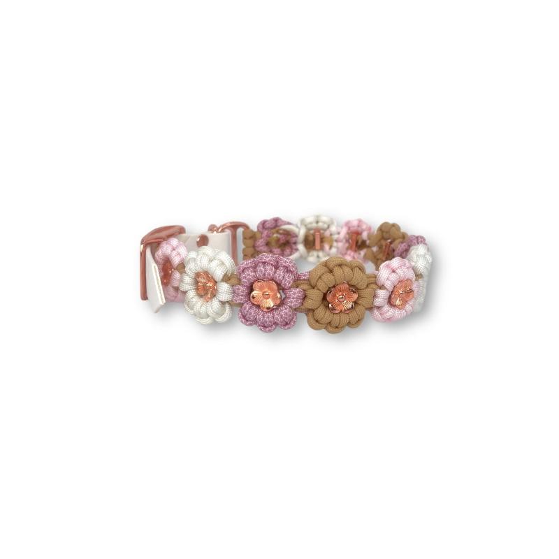 Geflochtenes Paracord Blumenhalsband und Leine für Hunde. Stilvolles Design, robust und bequem – perfekt für modische Spaziergänge mit Ihrem Vierbeiner!