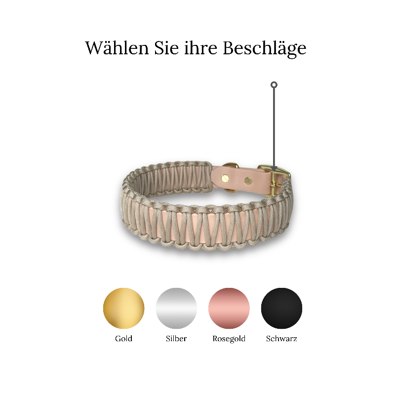 Robustes Biothane-Halsband „Fusion“ mit Paracord-Ummantelung. Individuell gestaltbar in bis zu 2 Farben, in 5 Breiten und verschiedenen Verschlüssen erhältlich. Ideal für aktive Hunde!